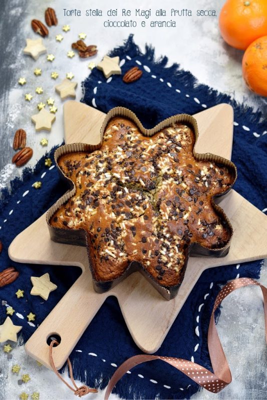 Torta “stella dei Re Magi” frutta secca, cioccolato e arancia