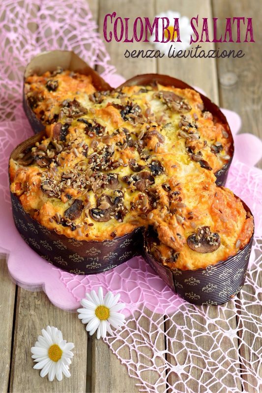 Colomba salata funghi, speck e provolone senza lievitazione