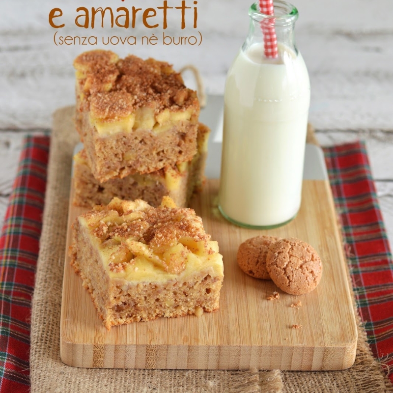 Torta di mele, noci e amaretti (senza uova, nè burro)