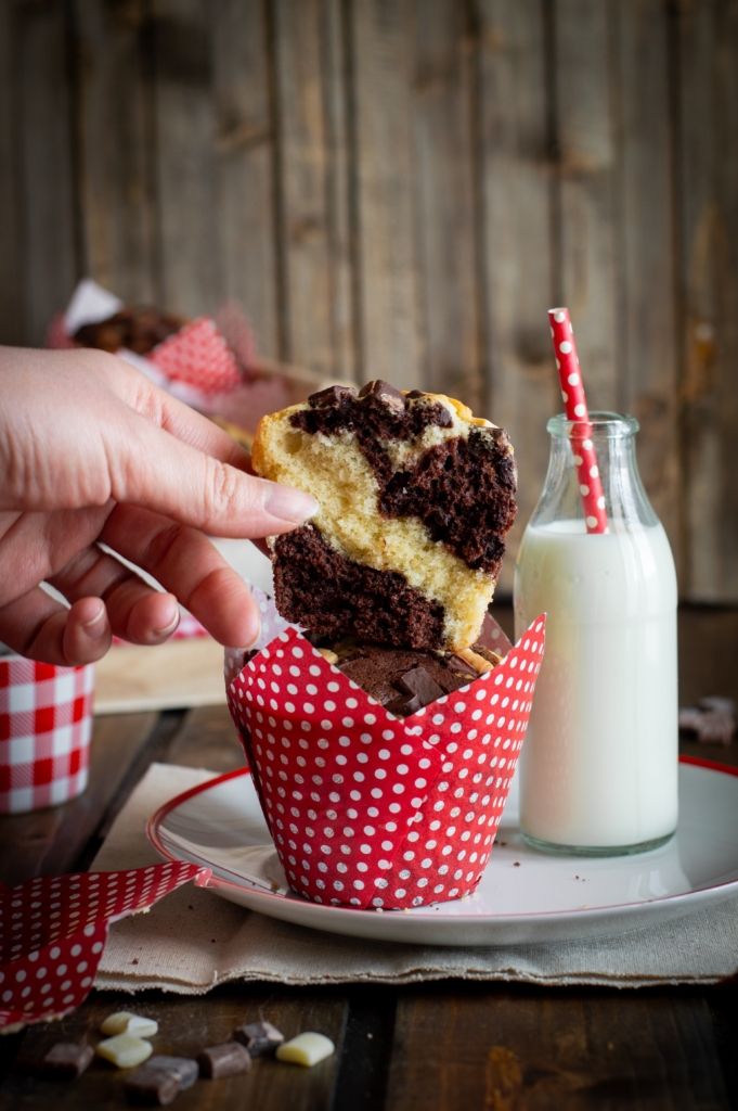 Muffins bicolori all’acqua